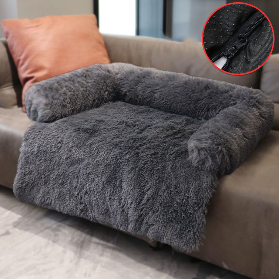 MoonxHome Plush Dog Bed with Foam Neck Bolster, Plush Pet Bed for Small  Dogs and Cats, Universal Pet Furniture Protector, Sofa Bed Cover, Machine