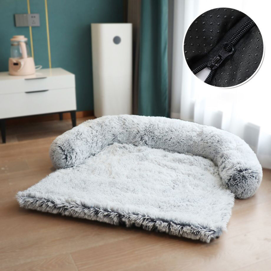 MoonxHome Plush Dog Bed with Foam Neck Bolster, Plush Pet Bed for Small  Dogs and Cats, Universal Pet Furniture Protector, Sofa Bed Cover, Machine