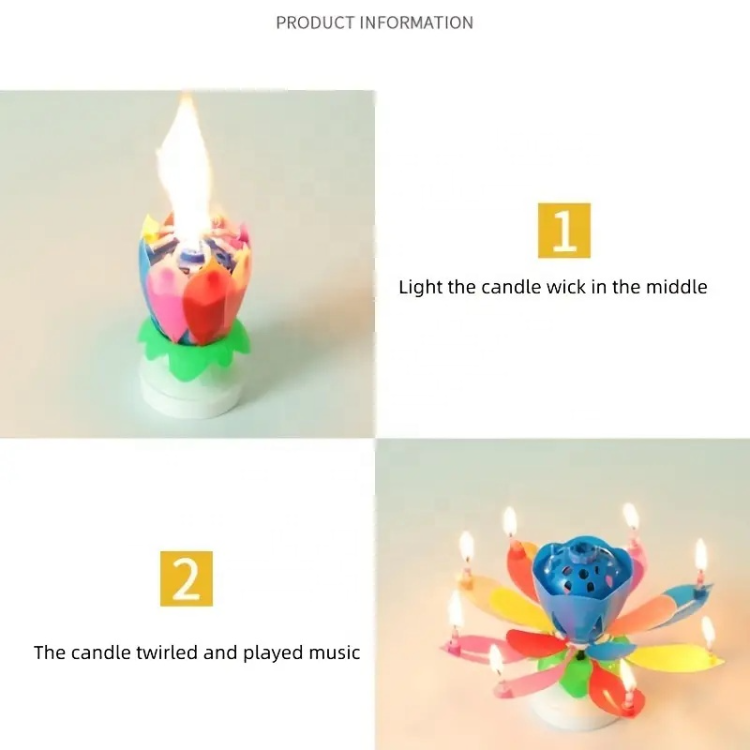 Musical Candle Flower Creative Rotating Musical Candle Singing