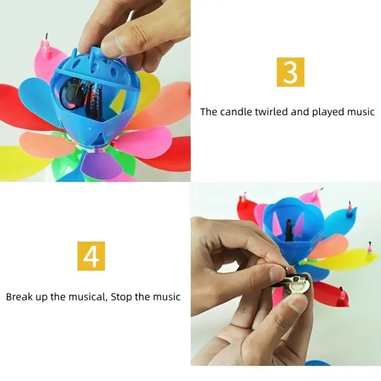 Musical Candle Flower Creative Rotating Musical Candle Singing