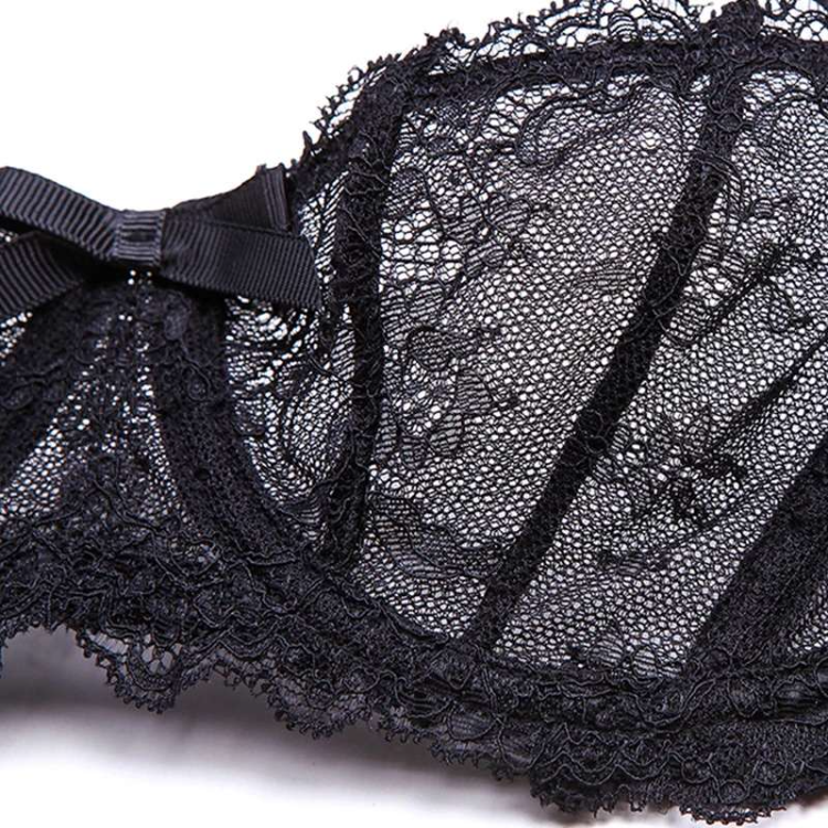 Black Lace Mousse Half Cup Bra Panty Garter Set With Transparent Panties  And Garters Sexy Lounge Womens Underwear In Deep V Design From Xn129,  $15.98