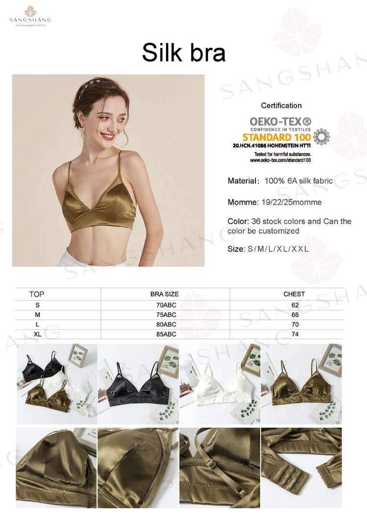 Buy Women's Silk Satin Triangle Wire Free Bra, Sexy Bralette Top,  Breathable Non-Underwire Bra (Small, Champagne) at