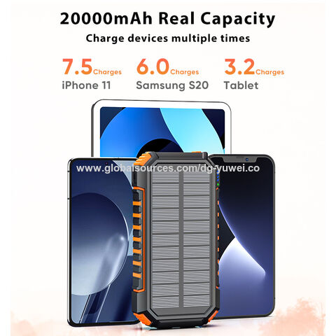 Riapow - Banco de energía solar de 26800 mAh, cargador portátil inalámbrico  de carga rápida de 3.0 A, batería externa con 4 salidas y cargadores de