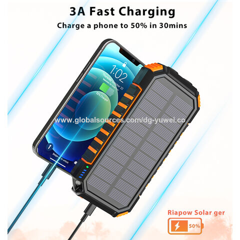 Cargador Portatil 20000 mah Solar Bateria USB Dual Para Celular Iphone  Android