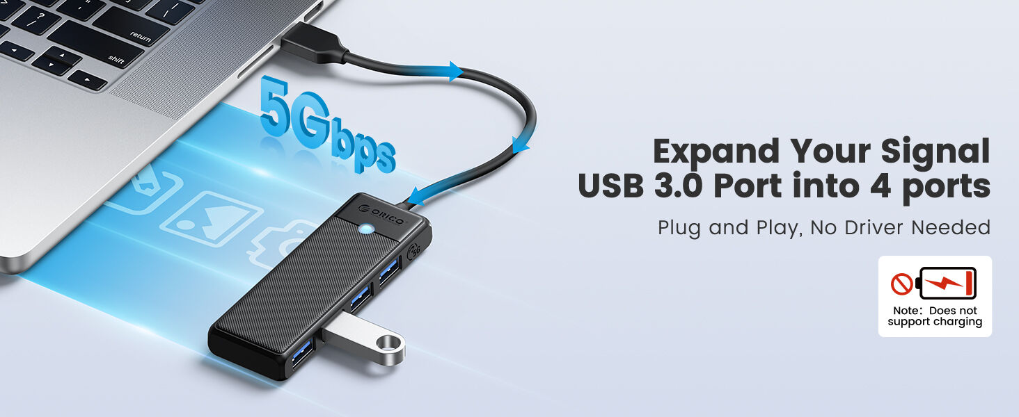 Hub USB Tipo C de 4 Puertos USB 3.0 Orico PAPW4A