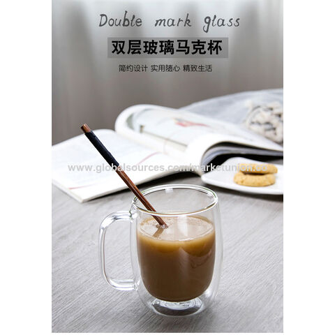 Buy Wholesale China 250ml Double-wall Insulated Glasses With Handle, Coffee  Mug, Tea Cup, Clear Glass Drinkware & Cup at USD 1.15