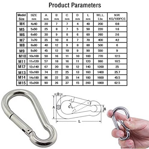 Bulk Buy China Wholesale Stainless Steel Carbine Spring Snap Hook
