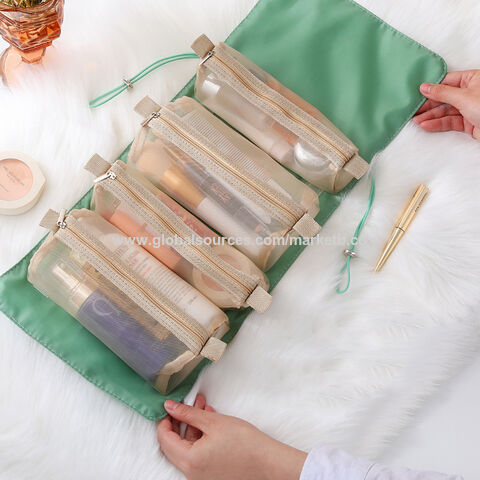 Foldable Detachable Makeup Pouches 4 In1 Portable Travel Cosmetic Bag  Transparent Mesh Toiletry Kits Makeup Brush Storage - AliExpress