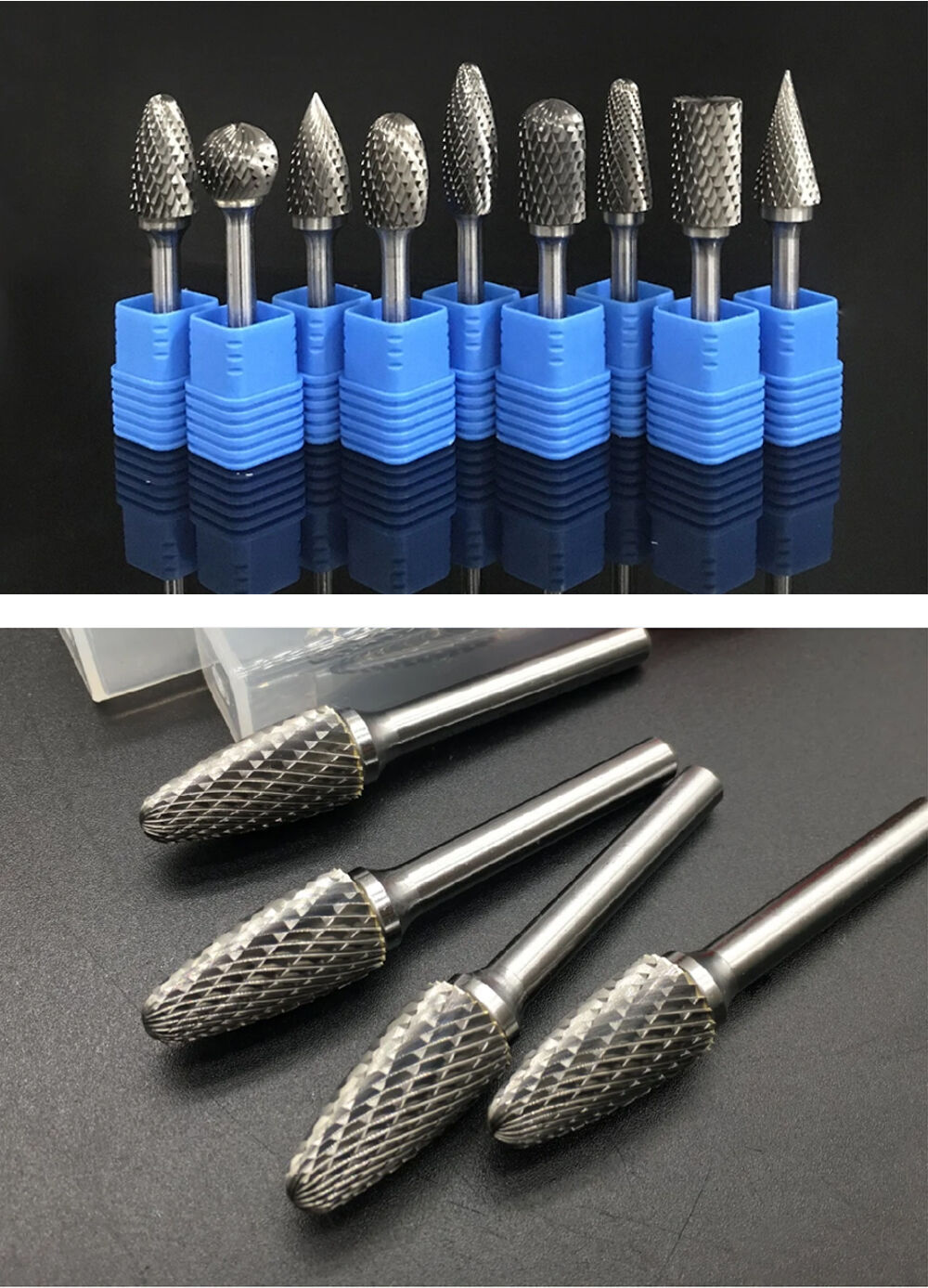 Milwaukee Grinder 4Pcs Long Carbide Burr Set 1/4" Shank Total L 6.1" Die Grinder Bits Rotary Rasp Burr Grinder