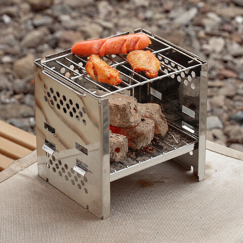 Poêle À Bois De Chauffage Pliant D'extérieur, Mini Poêle À Charbon Pliant  En Acier Inoxydable, Pour Camping En Plein Air Pique-nique Barbecue 1 Pièce