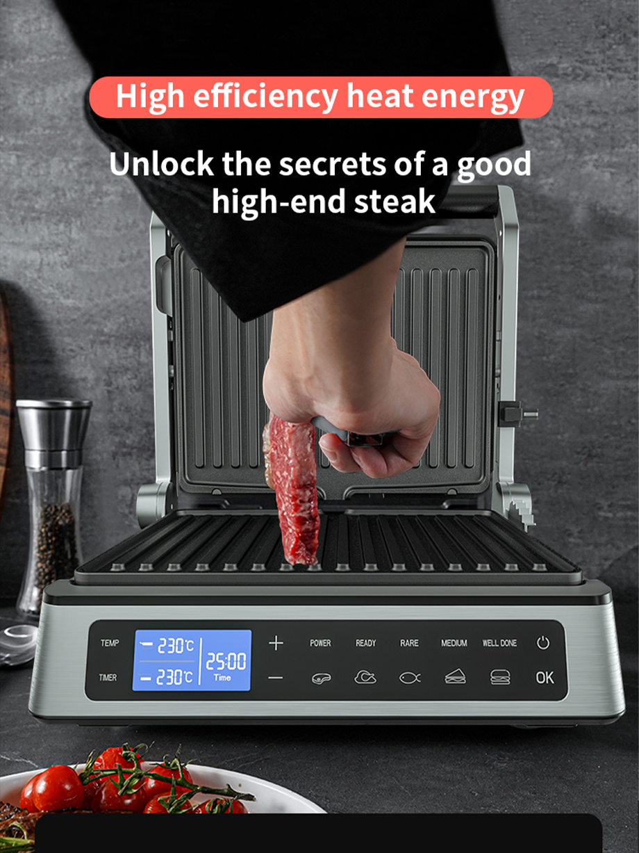 High Power Electric Contact Grill Digital Control Sandwich Maker Big