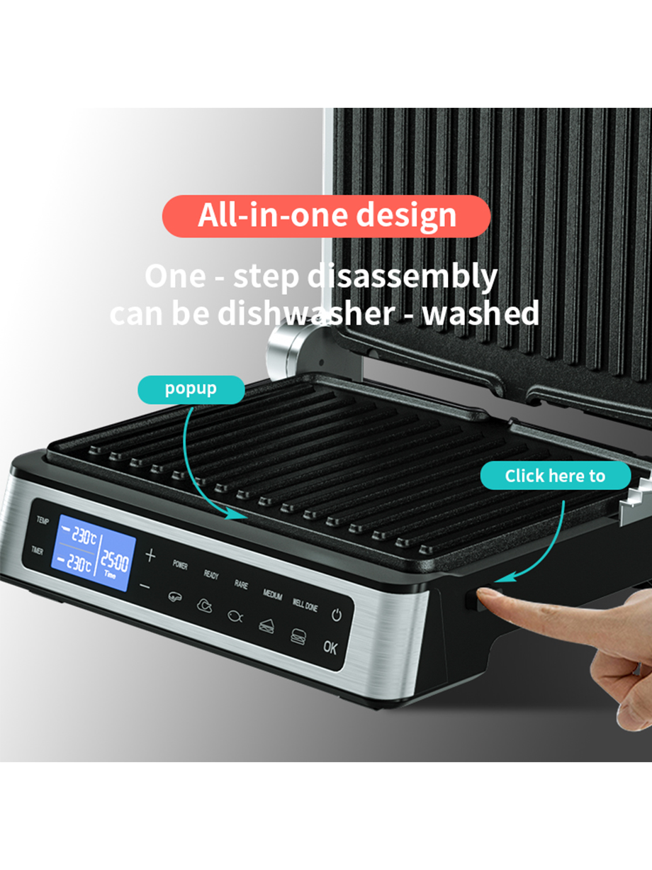 High Power Electric Contact Grill Digital Control Sandwich Maker Big