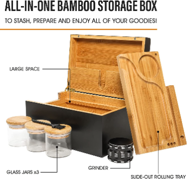 Best Prices For BAMBOO LARGE STASH BOX WITH ACCESSORIES INCLUDED