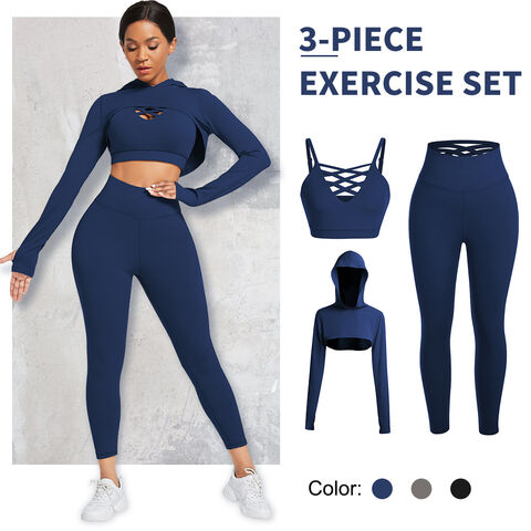 Jacket Vest and Leggings Sets Women Yoga Workout Clothes Jogging Tracksuit  Stretch Outfit Set 3 Pieces Set