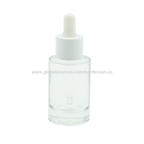 1 oz (30ML) Flat Square Clear Glass Bottles with Serum Droppers