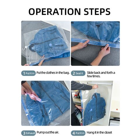 Vacuum Seal Storage Sacks with Hanger Vacuum Clothing Storage Bags Foldable  Space Saver Clothes Compression Organizer