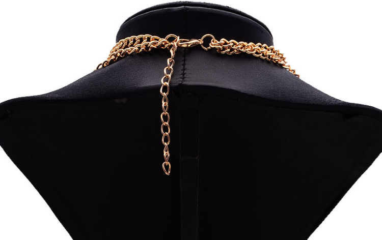 2021 Black Big Rhinestones Choker Necklace Boho Maxi Statement Necklac