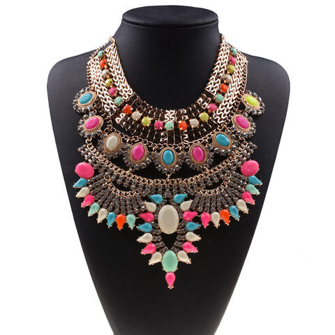 Beautiful Vintage Beaded Handmade Chain Bib high quality Choker Multi Color Collar Statement Necklace Ethnic Maxi Necklaces For Women