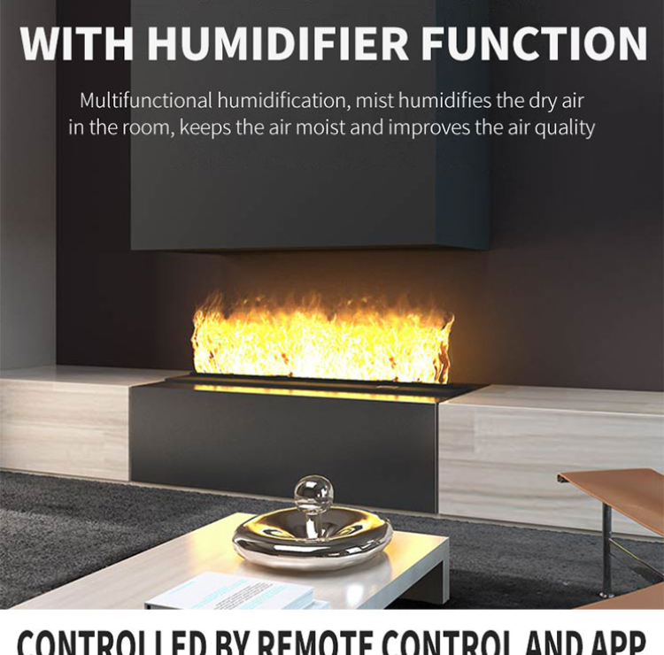 Steam Water Fireplace Flame Humidifier Remote App Control Indoor