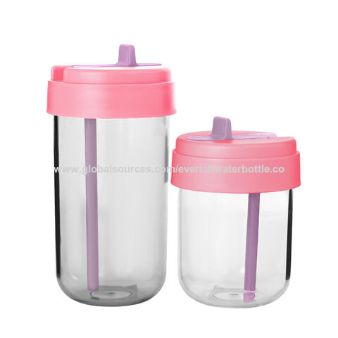 480ml Children Kids BPA Free Drinking Cup Water Bottle with Straws Leak  Proof