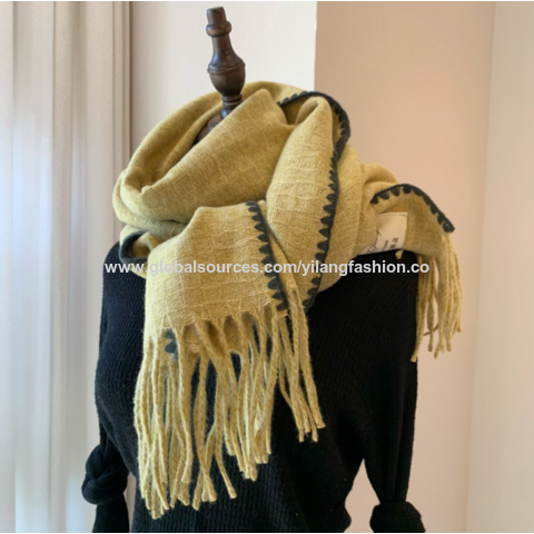 Buy Wholesale China Autumn And Winter Shawl Fashion Matching Color Covered  Edge Solid Color Knitted Scarf & Winter Scarf at USD 3.27