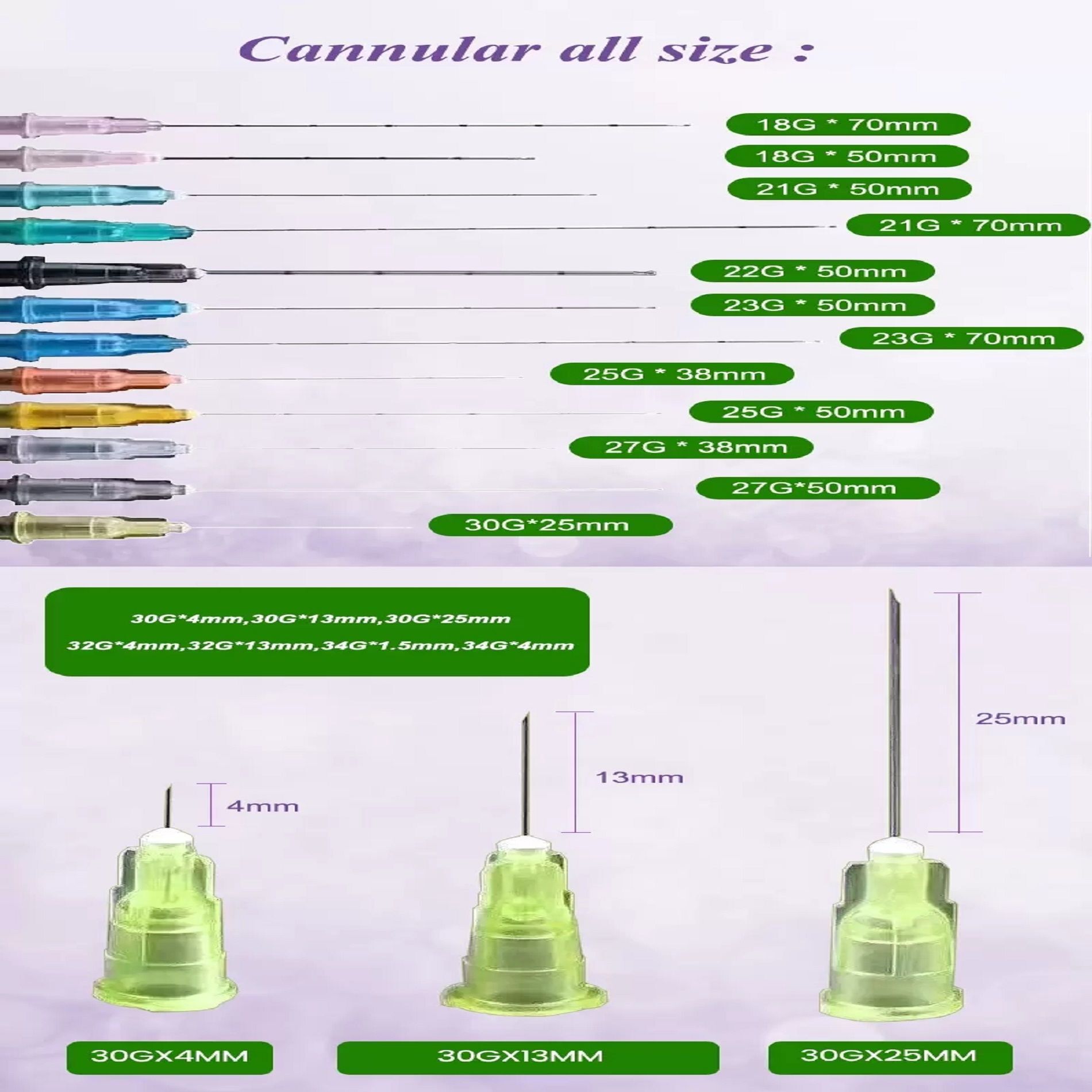 50pcs Blunt-Tip Cannula For Filler Injection – Various Gauges 14G-30G – Professional Use
