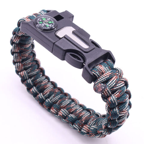 Pulsera para Hombre Brazalete de Supervivencia Paracord Ajustable  Impermeable