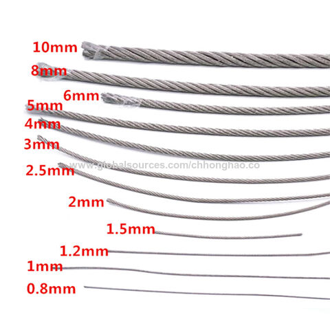Chine 6 mm 8 mm 10 mm 12 mm câble métallique 7x19 en acier