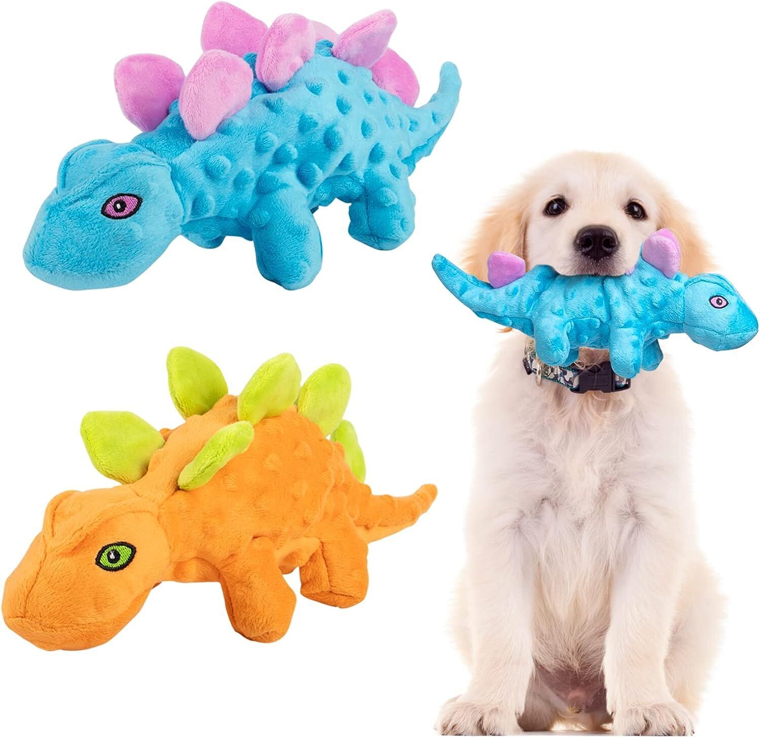 GoDog Juguete de Peluche Resistente Triceratops para Perro, Grande