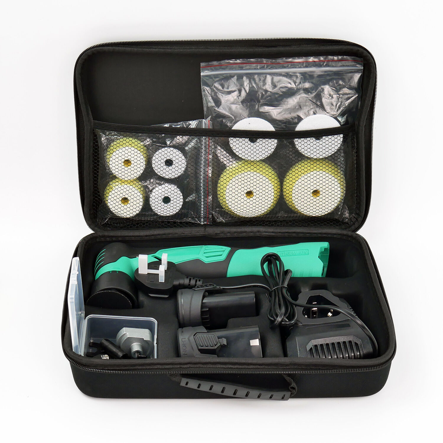 thumbnail image 2 of 21V Cordless Dual Action Car Polisher Kit – 6” Pad, 2x 36V 1500mAh Batteries, 6-Speed, Copper Motor 2 of 3