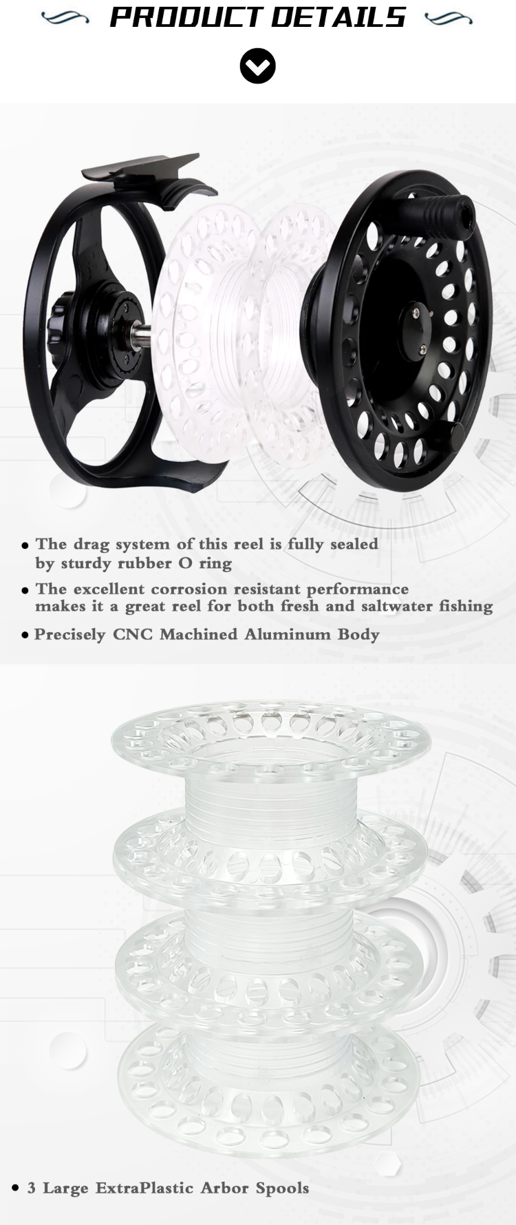 Fly Fishing Reel Large Arbor 2+1 BB with CNC-machined Aluminum Alloy Body  and Spool in Fly Reel Sizes 5/6,7/8 …, Reels -  Canada