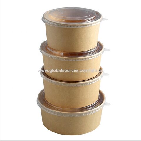 Buy Wholesale China Disposable Kraft Paper Bowl Rectangular Food Container  With Lid & Kraft Paper Rectangular Food Container at USD 0.12