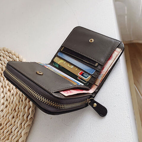 Checkered Zip Around Wallets for Women, Lady Phone Clutch Holder, PU  Leather RFID Blocking with Card Organizer, Brown 