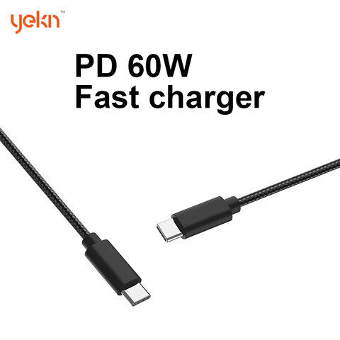 Câble de charge USB-C vers USB-C, câble de chargeur USB 2.0 de type C vers  type C 60w / 3a Câble de chargeur C à C compatible Câble USBC vers USBC