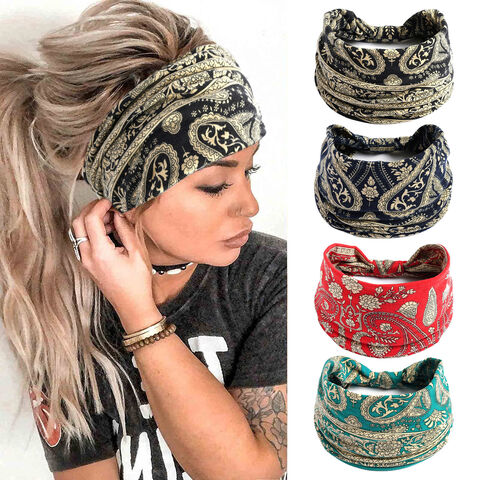 Women's Ladies Turban Headbands Yoga Hair Bands Boho Sports Bandana  Headband US