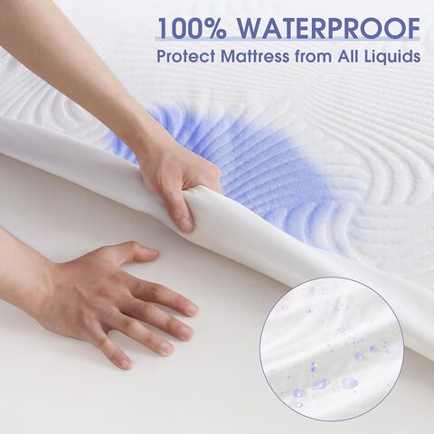 Cooling Bamboo Waterproof Mattress Protector Twin Size, 3D Air Fabric  Breathable Bed Mattress Cover, Deep Pocket Sheet Style Mattress Pad Cover  for