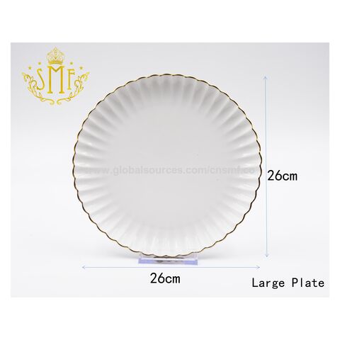 8inch Flat Plate Black And White Floral Pattern Dinnerware Rice