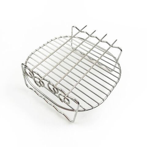Accessoires pour friteuse à air, support à double couche multifonctionnel pour friteuse à air avec 4 brochettes pour le camping