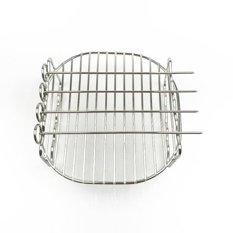 Accessoires pour friteuse à air, support à double couche multifonctionnel pour friteuse à air avec 4 brochettes pour le camping