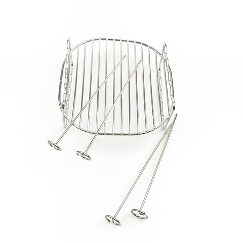 Accessoires pour friteuse à air, support à double couche multifonctionnel pour friteuse à air avec 4 brochettes pour le camping