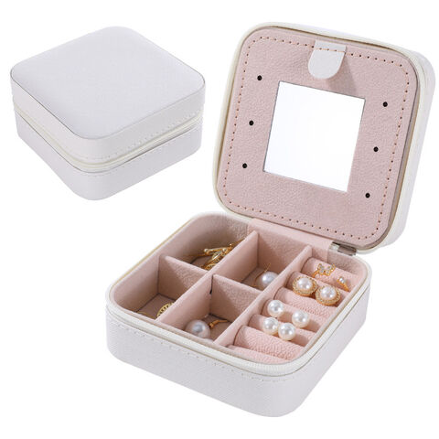 Mini Jewelry Box With Mirror, Portable Travel Jewelry Case, Holder