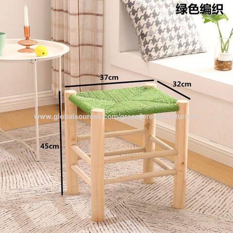 Foot Stool,Ottoman Foot Rest,Bamboo Foot Stool Under Desk,Small Stool for  Living Room, Bedroom and Kitchen (Natural Legs - Beige Stool Surface)