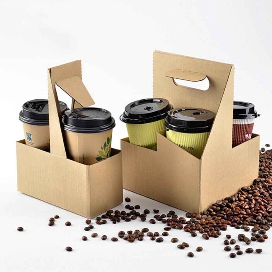 Source Corrugated Cardboard Box Coffee Drink 2 4 Cup Holder Tray Cup  Carrier Holders Paper Cups on m.