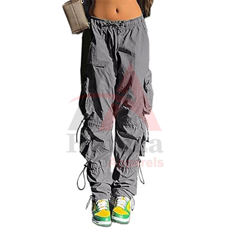 Booker Parachute Pants For Women Drawstring Elastic Waist Ruched Baggy Cargo  Pants Multiple Pockets Jogger Pant 