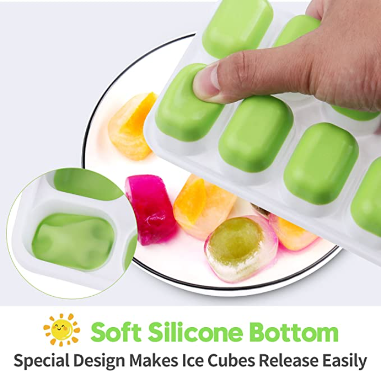 Ice Cube Trays 14 Grids Silicone Ice Cube Molds with Removable