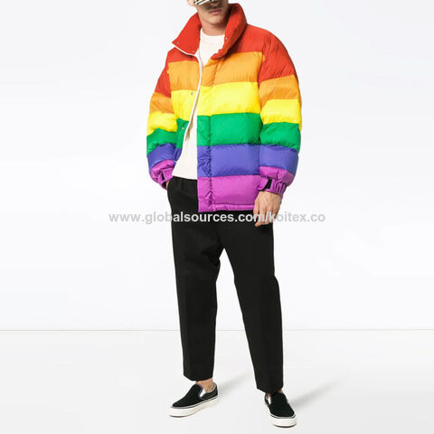 Rainbow puffer jacket store mens