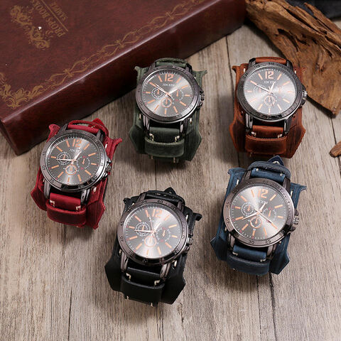 Hip Hop New Vintage Quartz Men Punk Retro Leather Watch Men