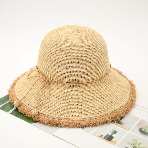 Woven Grass Sun Hat Womens Woven Straw Bucket Sun Hat Wide Brim