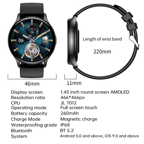 Smartwatch Hombre Impermeable Reloj Intelligent 1.43 Amoled