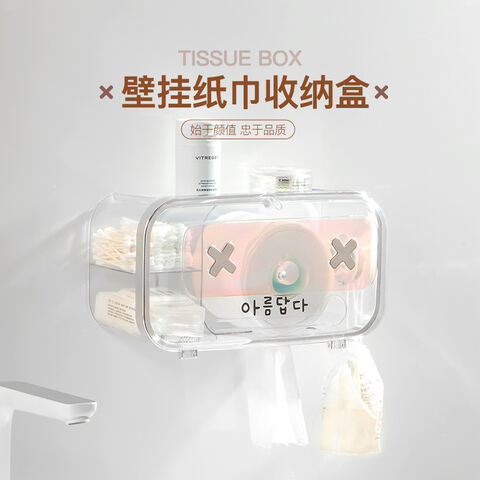 Household simple tissue box Plastic Living room dining room desktop  dustproof wet paper towel storage box With cover and spring
